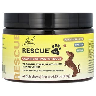 Rescue Pet, Calmaa Chews, para Perros, Peanut Butter & Manzana, 60 Soft Chews, 6.35 oz (180 g)