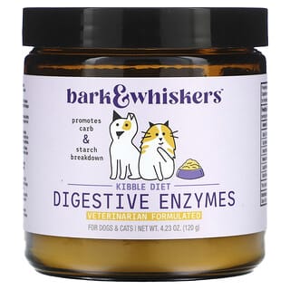 Bark & Whiskers, Kibble Diet Digestive Enzymes, para Perros y Gatos, 4.23 oz (120 g)