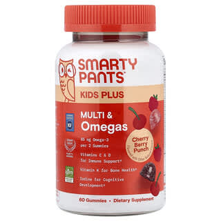 Niños Plus, Multivitamínico y Omegas gomitas, Cereza Berry Punch, 60 gomitas