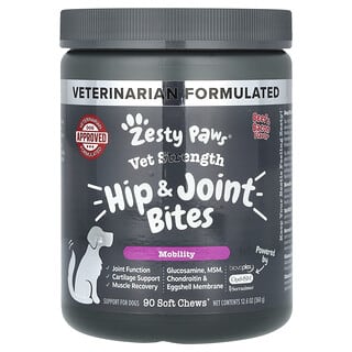 Vet Strength Cadera & Articulaciones Bites, para Perros, Todas las Edades, Res & Tocino, 90 Soft Chews, 12.6 oz (360 g)