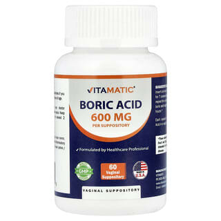 Ácido Bórico, 600 mg, 60 Vaginal supositorios, 60 supositorios