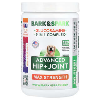 Glucosamine, Advanced Cadera + Articulaciones, Max Strength, para Perros, Tocino, 120 Soft Chews