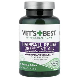 Hairball Relief Digestivo Aid, para Gatos, 60 Tabletas Masticables, 2.7 oz (78 g)