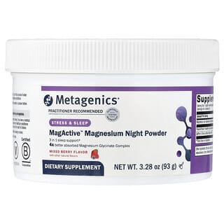 Metagenics, Magnesio "MagActive" soporte para Descanso sabor Berries. 93 gr.