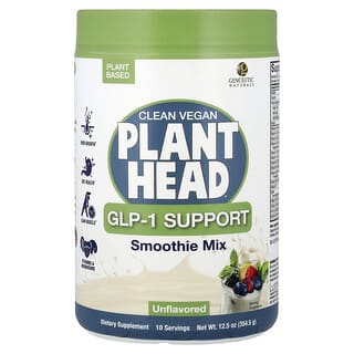 Clean Vegan Plant Head, Apoyo GLP-1, Mezcla para Smoothie, Sin Sabor 12.5 oz (354.5 g)