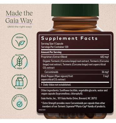 Gaia Herbs, Cúrcuma Extra Fuerte, 120 Vcaps