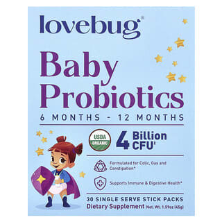 para Bebé Probióticos, 6-12 Months, 4 Billones CFU 30 Sobres Individuales