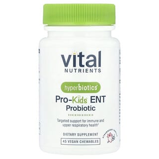 Hyperbiotics, Pro-Niños ENT Probiótico, Fresa Vainilla, 45 Vegan masticable