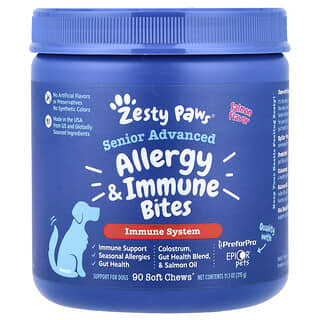 Senior Advanced, Allergy & Immune Bites, para Perros, Salmón, 90 Soft Chews, 11.1 oz (315 g)