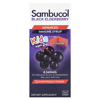 Niños, Black Elderberry, Advanced Inmunidad Jarabe, 2+ Años, 8,360 mg, 7.8 fl oz (230 ml)