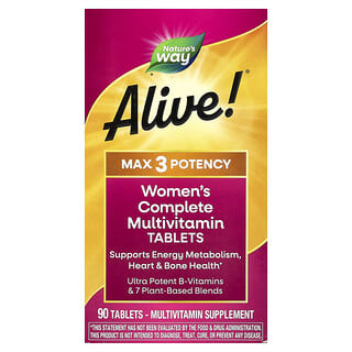 Alive! Max 3 Potency, Mujer Complete Multivitamínico, 90 tabs