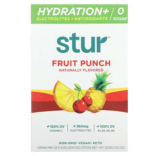 Hidratación + Electrolitos + Antioxidantes Mezcla para Bebida, Fruit Punch 8 Sticks, 0.14 oz (4 g) Cada Uno