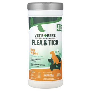 Flea & Tick Dog Wipes, Peppermint, 50 Wipes (6" x 8") Each