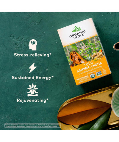 Organic India, Té de Hierbas Tulsi Ashwagandha Orgánico. 54 bolsitas