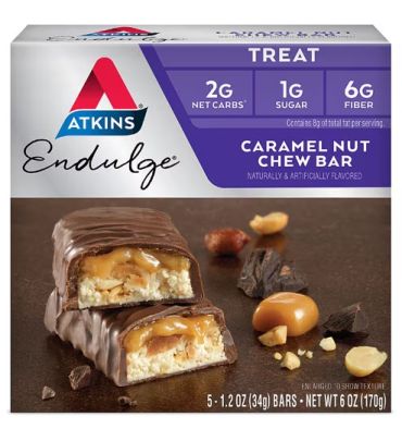 Endulge Bar Caramel Nut Chew. 5 barras