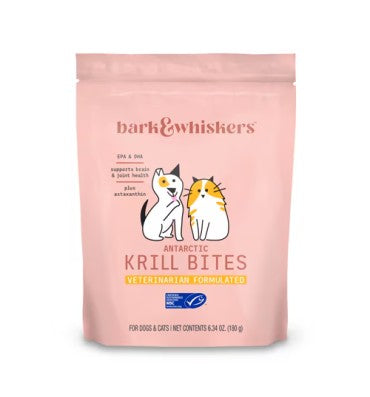 Bark and Whiskers, Krill Bites del Antártico para Perros y Gatos, 6.34 oz