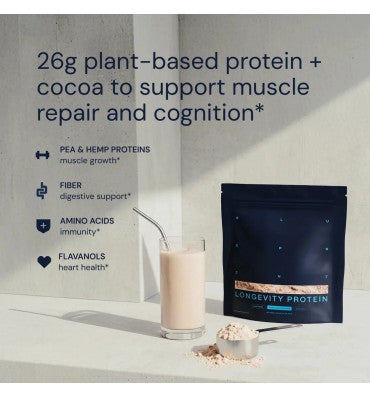 Longevity Protein Chocolate RECOVERY • FOCUS • VITALITY. 30 day