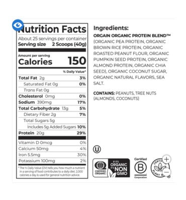 Proteína Simple, Orgánica, Vegana sabor vainilla Cremosa. 997 GR.