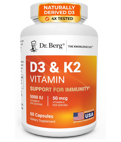 Dr Berg, Vitamina D3 5,000 IU + K2 50 mg. 60 caps.