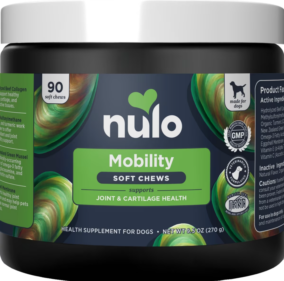 Nulo, Mobility Soft Chews, Colágeno Hidrolizado + MSM + Cúrcuma + Mejillón de Labios Verdes + Omega-3 para Articulaciones, sabor Res, Perros, 90 masticables