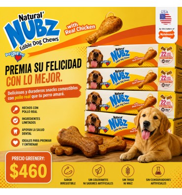 Nylabone Nubz Natural Dog Chew Treats for Large Dogs. 22 huesos