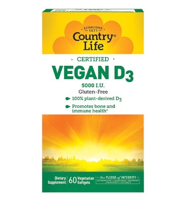Vitamina D3, vegana, 5000 IU. 60 V-softgels.