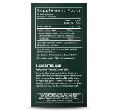 Gaia Herbs, Raíz de Ashwagandha. 30 cápsulas líquidas