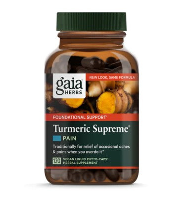 Gaia Herbs, Cúrcuma Supreme para Dolor. 60 y 120 Vcaps