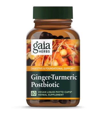 Gaia Herbs, Postbiótico de Gengibre y Cúrcuma. 60 Vcaps