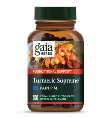 Gaia Herbs, Cúrcuma Supreme para Dolor Nocturno (P.M.) 60 Vcaps