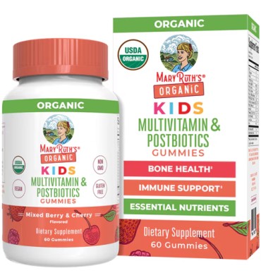 Multivitamínico y Postbióticos para Niños, sabor Moras y Cereza. 60 gomitas.