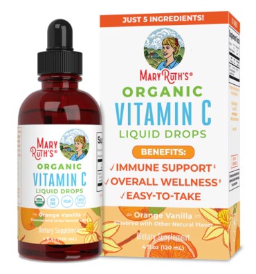 Vitamina C, orgánica, líquida, sabor Naranja Vainilla. 120 ml.