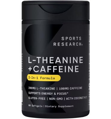 Sports Research L-Theanine + Caffeine -- 60 Softgels