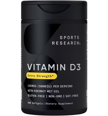 Vitamina D3, extra fuerte, 125 mcg (5000 IU). 360 softgels.