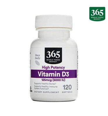 Vitamina D3, 5000 IU. 120 softgels.