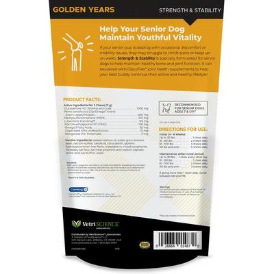 Suplemento masticable Golden Years con sabor a pollo para fortalecer y estabilizar las articulaciones de perros mayores, 60 unidades