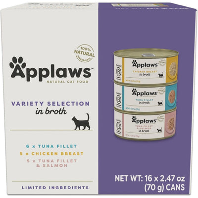 Alimento Húmedo, Variety Selection en Broth. 70 g, caja de 16. - Applaws