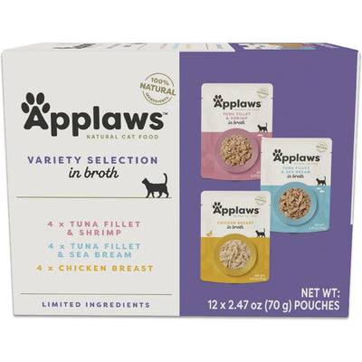 Alimento Húmedo, Broth Variety Pack en Broth. 70 g, caja de 12. - Applaws