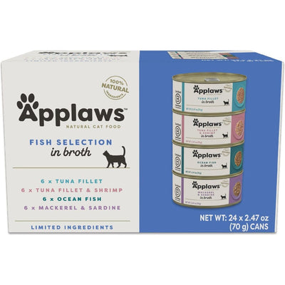 Alimento Húmedo, Pescado Broth Variety Pack en Broth. 70 g, caja de 24. - Applaws