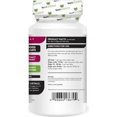 Suplemento de cápsulas blandas de Omega 3, 6 y 9 para gatos y perros, 90 unidades