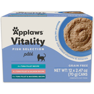 Vitality Alimento Húmedo Paté, Vitality Pescado Selection Grain Free. 70 g, caja de 12. - Applaws