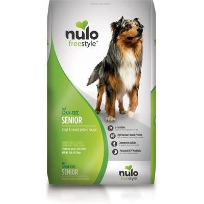 Nulo, FreeStyle Senior Trout & Sweet Potato, Trucha + Camote sin Granos con Glucosamina + Condroitina + L-Carnitina, Perros Senior, 2.72 / 4.99 / 11.79 kg