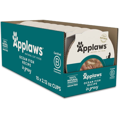 Alimento Húmedo Cups, Pescado de Mar Recipe en Gravy. 60 g, caja de 10. - Applaws