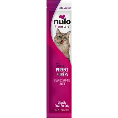 Nulo, FreeStyle Perfect Purées Chicken & Salmon, premio cremoso con prebióticos para gatos, Pollo + Salmón, 14 g × 48 tubos