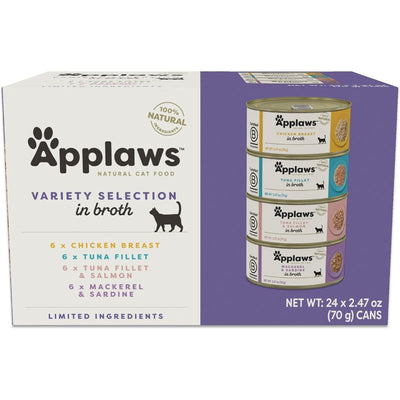 Alimento Húmedo, Pollo Variety Pack Broth Selection Grain Free en Broth. 70 g, caja de 24. - Applaws