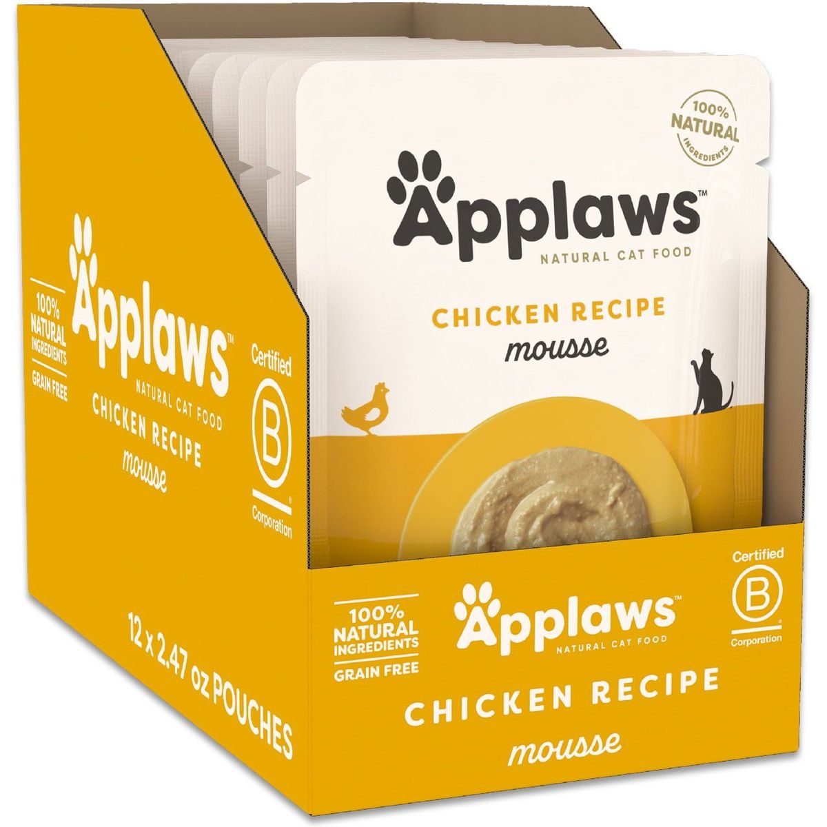 Alimento Húmedo Mousse, Pollo. 70 g, caja de 12. - Applaws