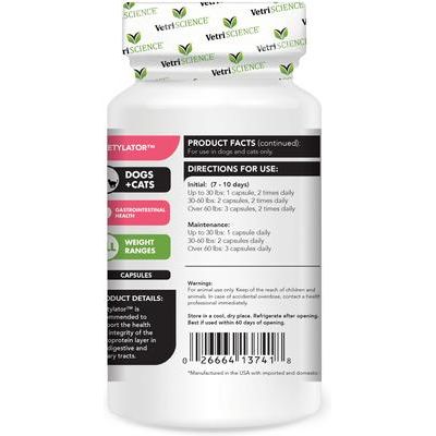 Cápsulas Acetylator, suplemento digestivo para gatos y perros, 120 unidades