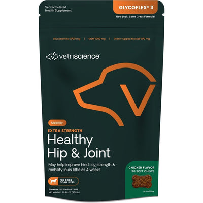 GlycoFlex 3 Extra Strength Hip & Joint Chews with Glucosa, sabor Pollo. 120 chews.