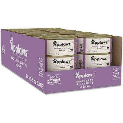 Alimento Húmedo, Caballa y Sardina en Broth. 156 g, caja de 24. - Applaws