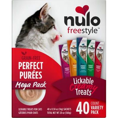 Nulo, FreeStyle Perfect Purées Chicken, premio cremoso con prebióticos para gatos, 14 g × 48 tubos